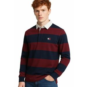 Bluza polo barbati cu imprimeu in dungi DM0DM19621 - Rosu/Bleumarin imagine