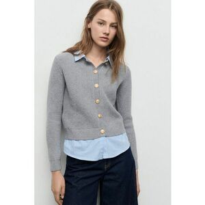 Cardigan cu aspect suprapus - Gri/Albastru azur imagine