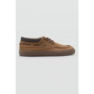 Pantofi uni din piele intoarsa - Caramel imagine