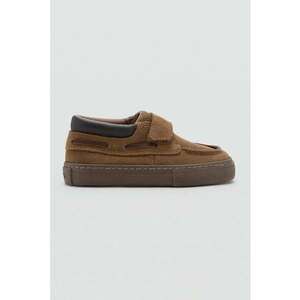 Pantofi loafer din piele intoarsa cu benzi velcro - Caramel imagine