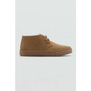 Pantofi din piele intoarsa cu sireturi - Maro camel imagine