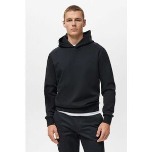 Hanorac cu model uni si mansete elastice cu terminatie - Bleumarin imagine