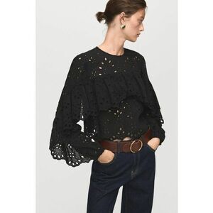 Bluza cu model cu perforatii - Negru imagine