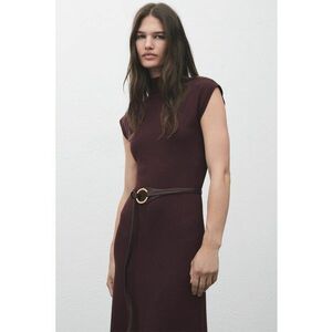 Rochie tricotata fin cu croiala in A - Visiniu imagine