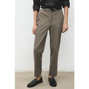 Pantaloni drepti cu talie inalta - Maro taupe imagine
