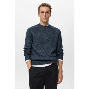 Pulover din amestec de bumbac si lana cu maneci raglan - Albastru melange imagine