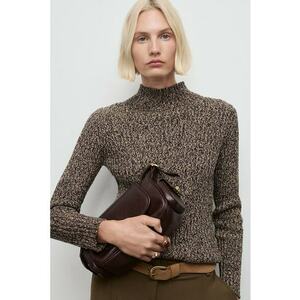 Pulover lejer cu guler inalt - Maro/Bej imagine