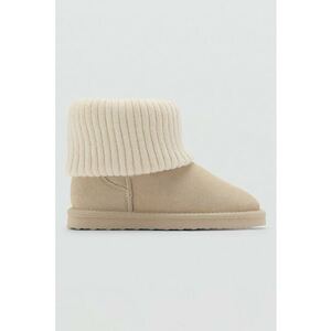 Ghete slip-on din piele intoarsa cu detaliu tricotat - Maro camel imagine