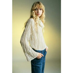 Bluza cu guler cu funda - Alb fildes imagine