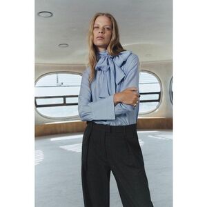Pantaloni cu croiala ampla si model in carouri - Negru/Gri inchis melange imagine