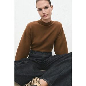 Pulover cu guler scurt - Caramel imagine