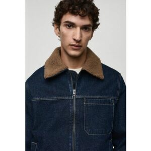 Jacheta din denim cu fermoar - Bleumarin imagine