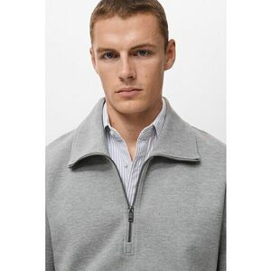 Bluza de trening cu fermoar scurt si model uni - Gri imagine