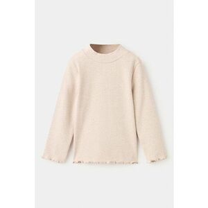 Bluza striata tricotata fin cu terminatii valurite - Piersica imagine