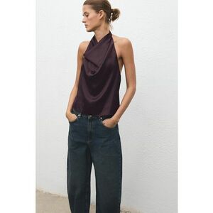 Bluza lejera din satin - Violet pruna imagine