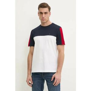 Tricou cu detaliu logo brodat - Alb/Bleumarin imagine