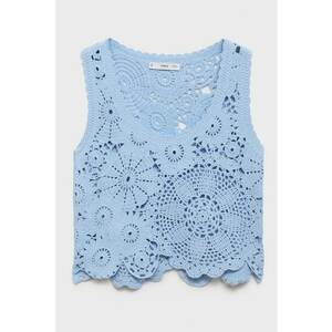 Top crop cu margini valurite - Albastru pastel imagine