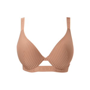 Sutien captusit textil - bej - sportiv - cu dungi - benzi de cauciuc imagine