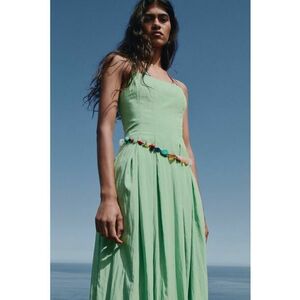 Rochie midi cu pliuri - Verde deschis imagine