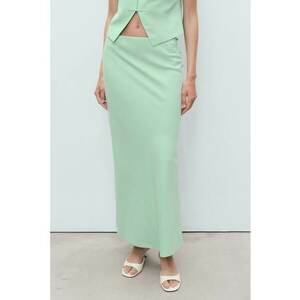 Fusta maxi din amestec de in - Verde pal imagine