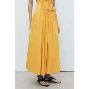Fusta lunga evazata - Galben sofran imagine