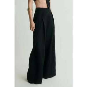 Pantaloni ampli din amestec de in - Negru imagine