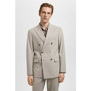 Sacou slim fit cu doua randuri de nasturi Monaco - Grej imagine