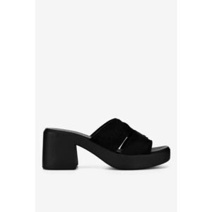 Papuci dama 5905588618591 - Piele nabuc - Negru - Negru imagine