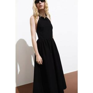 Rochie halter cu model uni - Negru imagine