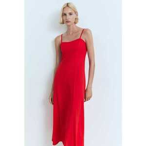 Rochie midi cu croiala uni - Rosu imagine