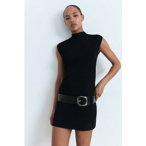 Rochie scurta tricotata fin - Negru imagine