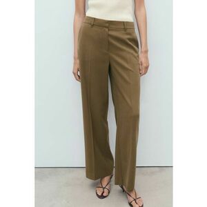 Pantaloni eleganti cu croiala dreapta si talie medie - Maro deschis imagine