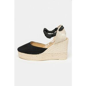 Sandale-espadrile wedge de piele intoarsa - Negru imagine