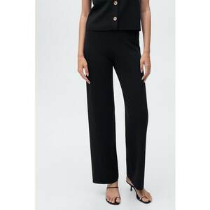Pantaloni drepti tricotati - Negru imagine