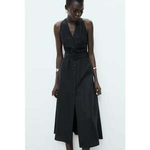 Rochie midi cu buzunare laterale - Negru imagine