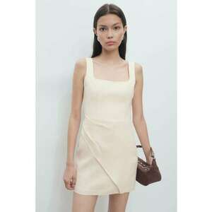 Rochie mini de in cu decolteu patrat - Alb fildes imagine