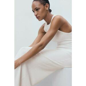 Rochie midi tricotata - Alb murdar imagine