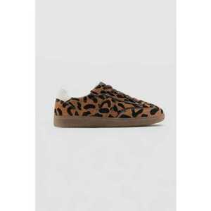 Pantofi sport de piele cu par scurt - Maro inchis/Maro imagine