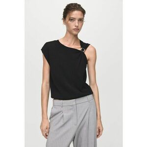 Top uni cu decolteu asimetric - Negru imagine