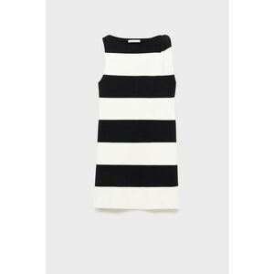 Rochie tricotata asimetrica cu model in dungi - Negru/Alb murdar imagine