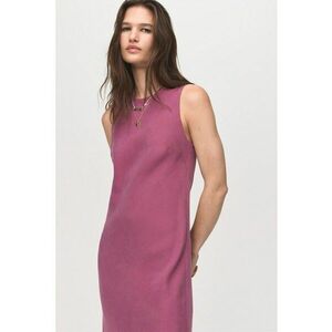 Rochie midi din amestec de modal - Roz zmeuriu imagine