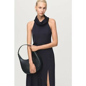 Rochie midi cu decolteu halter - Negru imagine