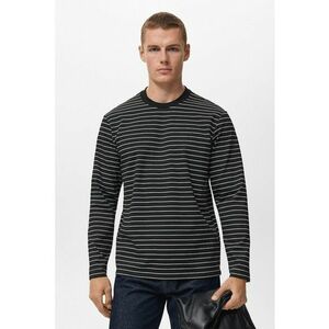 Bluza cu decolteu la baza gatulului si dungi - Alb/Negru imagine