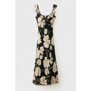 Rochie midi cu imprimeu floral - Verde/Negru/Bej imagine