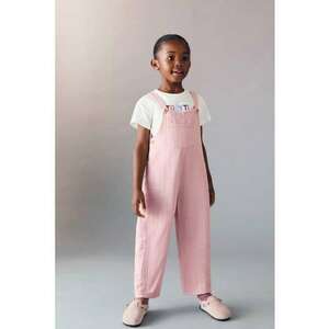 Salopeta uni de denim - Roz pastel imagine