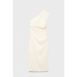 Rochie midi cu decolteu pe un umar - Crem imagine