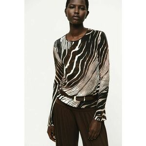 Bluza cu model si decupaj - Maro inchis/Bej imagine