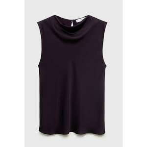 Top cu aspect satinat si decolteu drapat - Violet pruna imagine