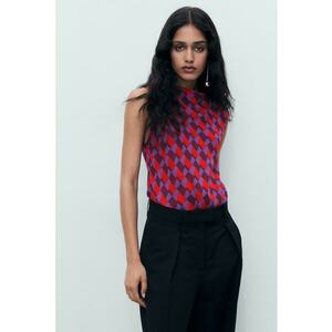 Bluza cu model geometric - Rosu/Violet imagine