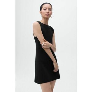Rochie tricotata asimetrica cu model in dungi - Negru imagine